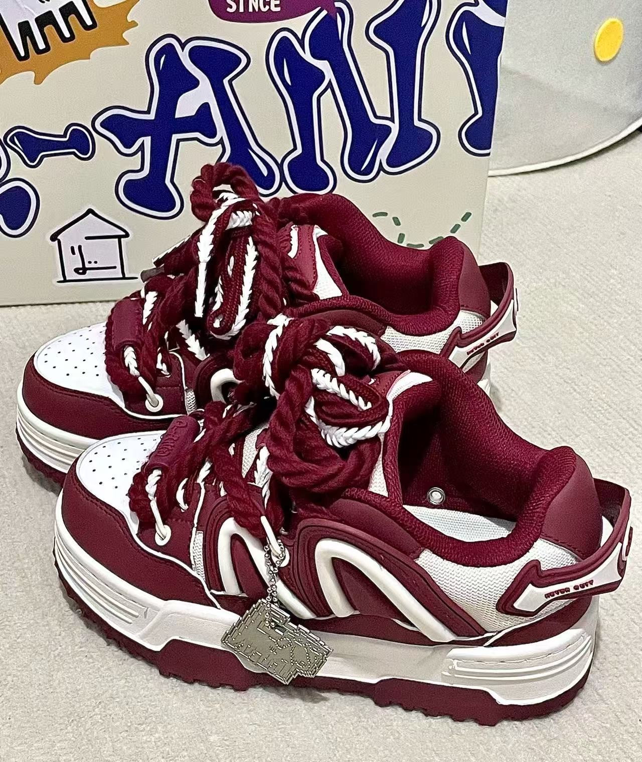 Women's Casual Sneakers - Wine Red