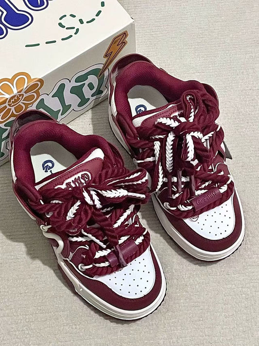 Women's Casual Sneakers - Wine Red