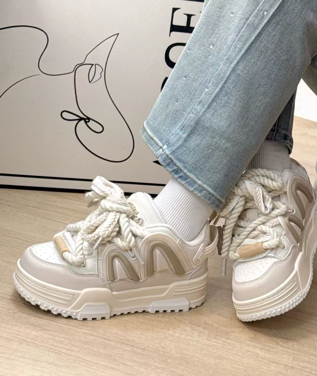 Women's Casual Sneakers -  Energetic Beige